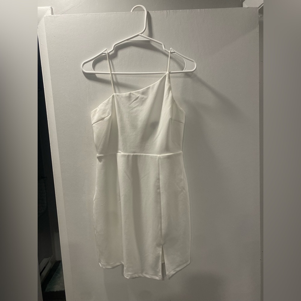 Lulus Party for Two Ivory Asymmetrical Bodycon Mini Dress
